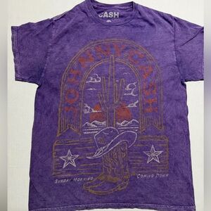 unbranded Johnny Cash purple concert tee, men's medium ss preloved t-shirt #1359